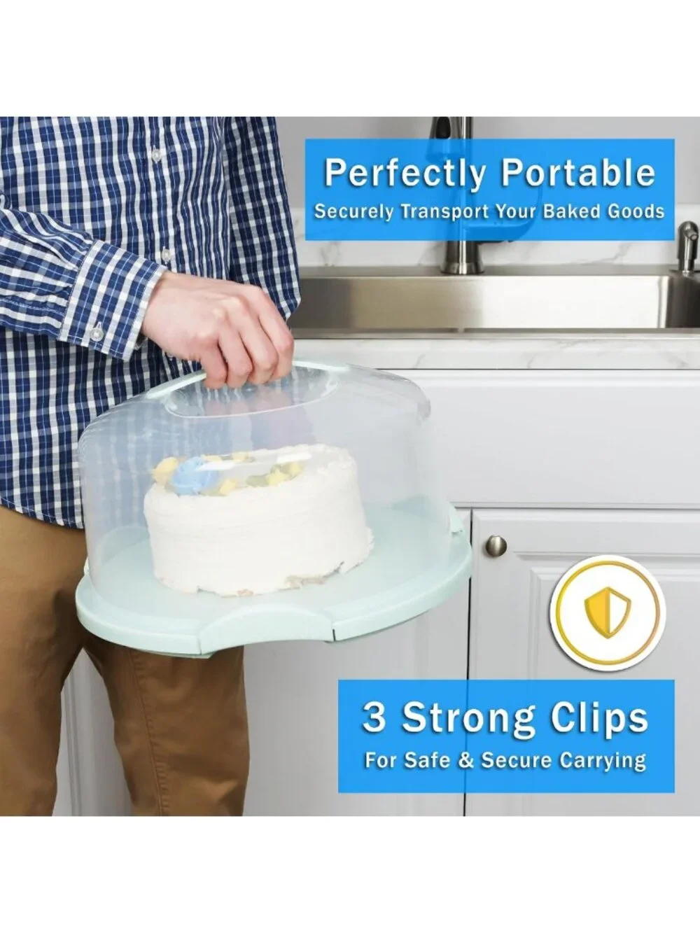 Extra Large Cake Carrier for 12-Inch 3-Layer Cakes - Durable & Portable Storage